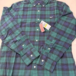 Vineyard Vines Green and Blue Checkered Men's Shirt